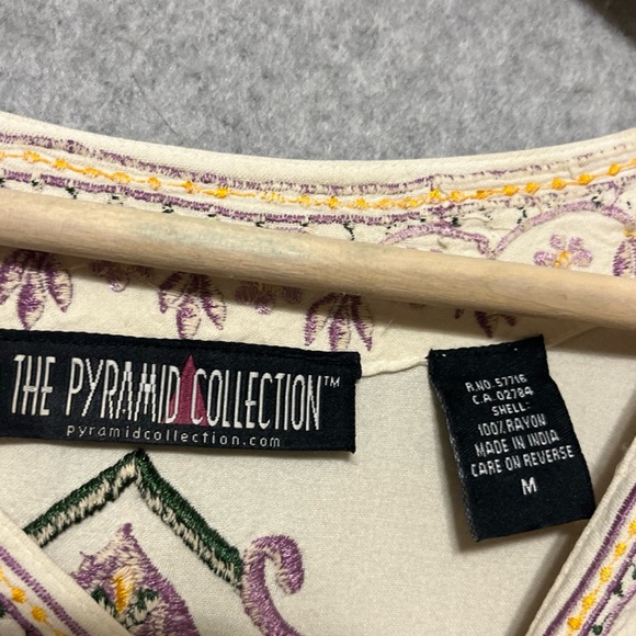Vtg Pyramid Collection Floral M Embroidered Tunic Top Mexican Peasant Boho Y2K - Picture 7 of 9